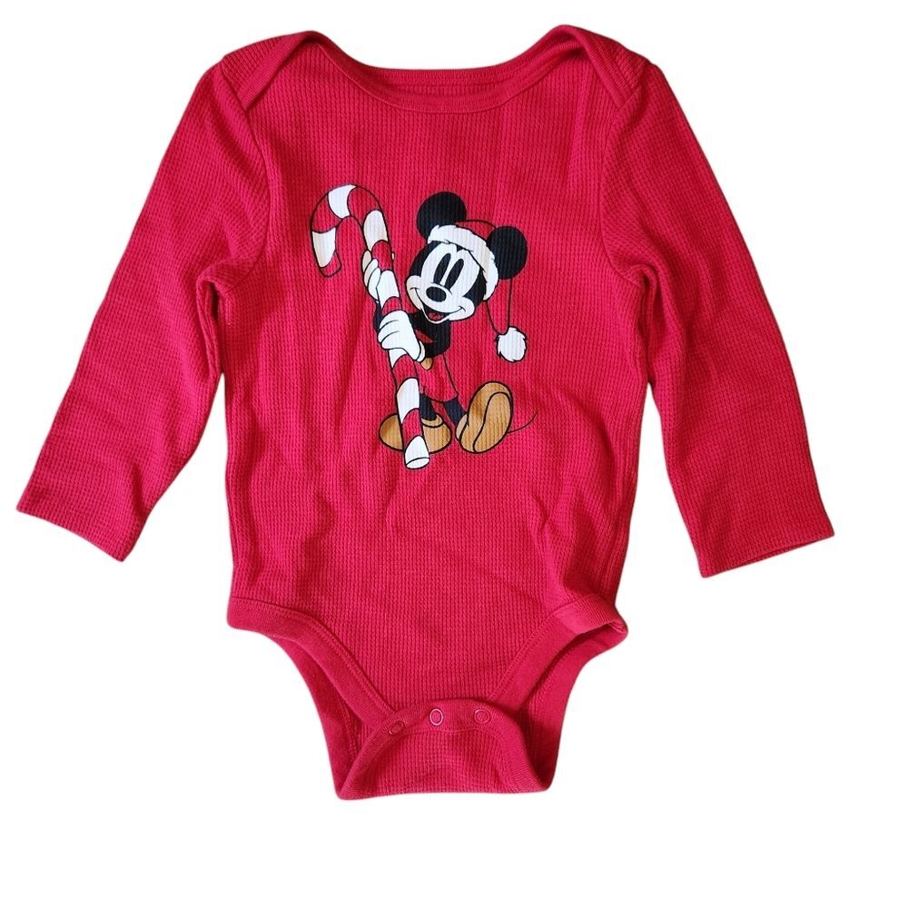Disney's Mickey Mouse Baby Thermal Bodysuit by Jumping Beans Size 12 months Red